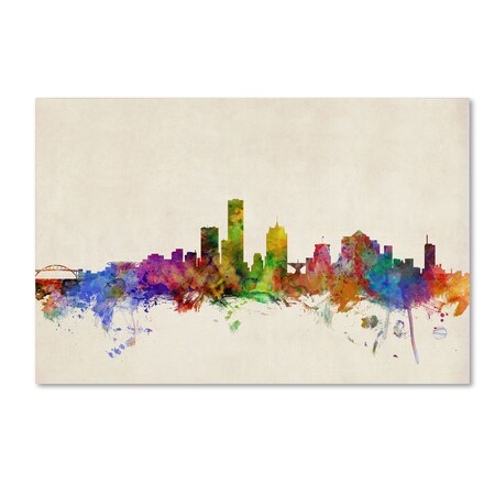 Trademark Fine Art Michael Tompsett 'Milwaukee Watercolor Skyline' Canvas Art, 16x24 MT0430-C1624GG